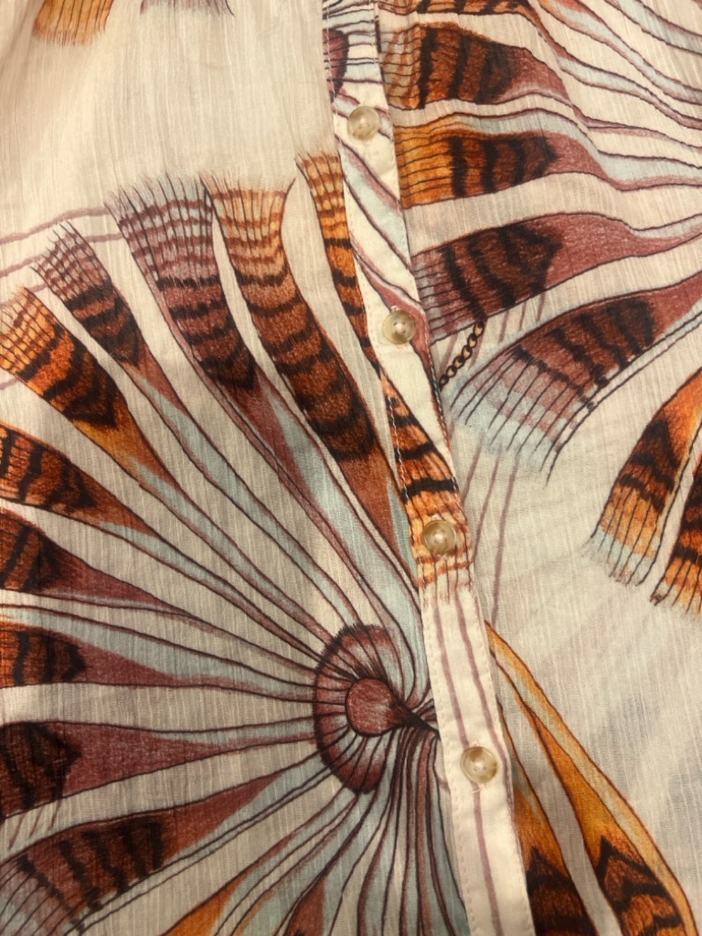 Pilcro Anthropologie Abstract Print Balloon Sleeve Blouse Small - Picture 5 of 6